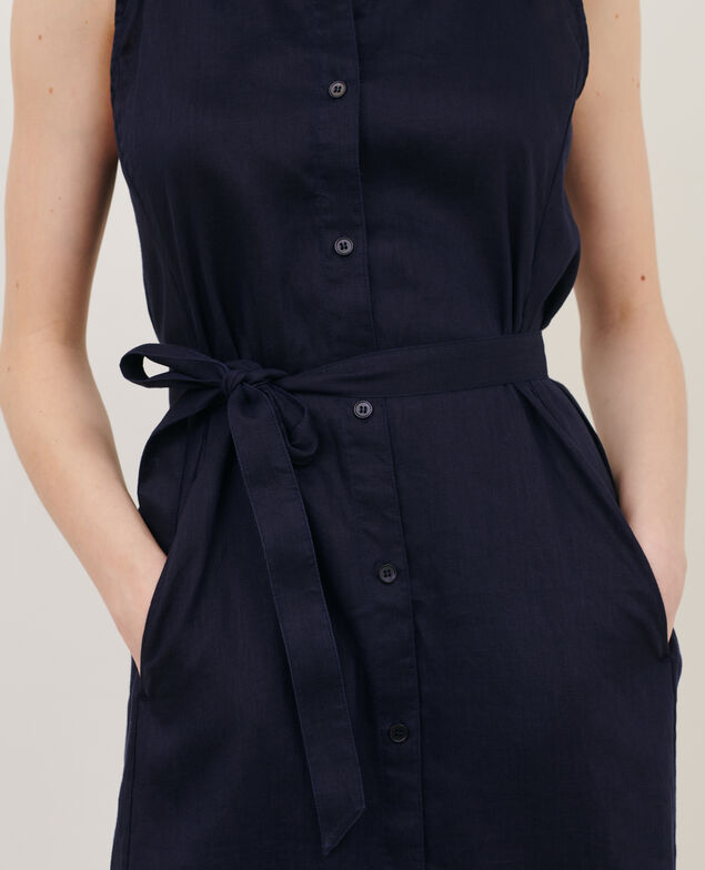 Flared linen dress 68 blue