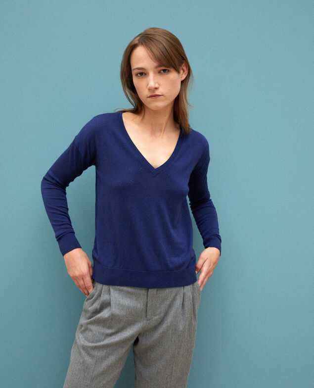 Merino wool jumper Medieval blue