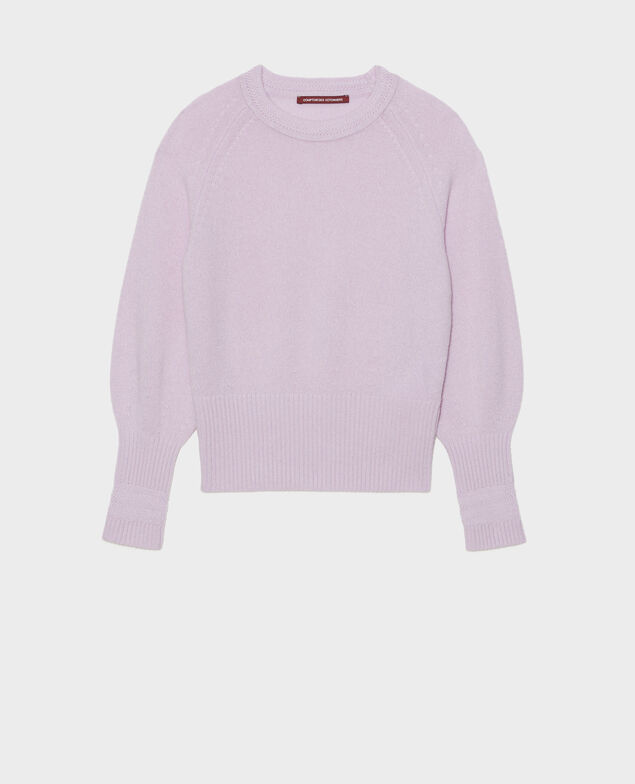 Cashmere jumper with puff sleeves Pastel lilac