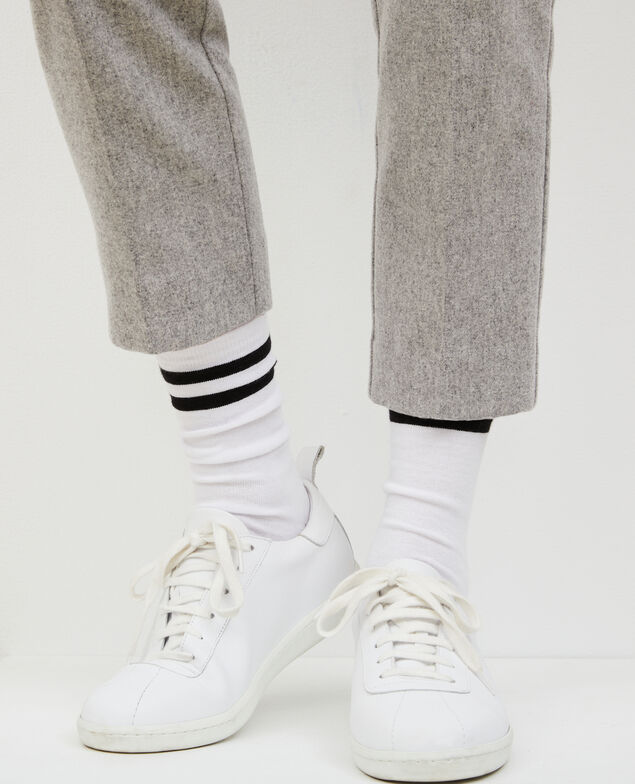 Lace-up leather sneakers Optical white