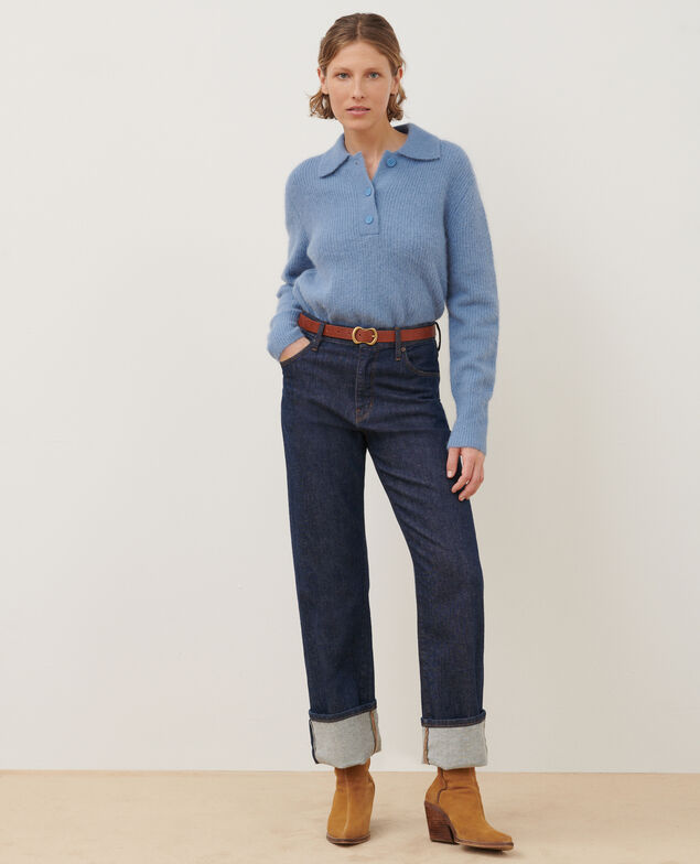 Alpaca blend polo neck jumper A601 lt blue infinity