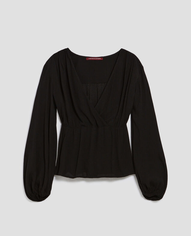 Silky wrap blouse H091 black beauty