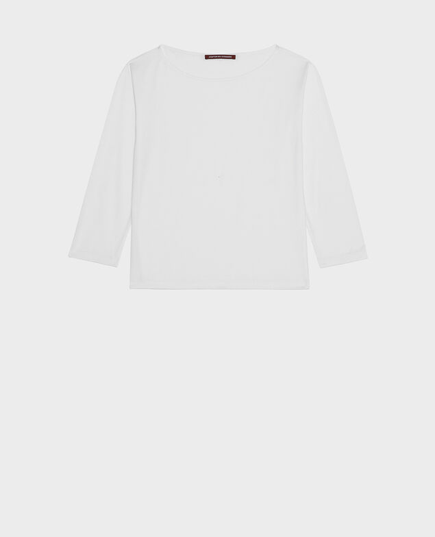 Boatneck long-sleeve cotton t-shirt Optical white