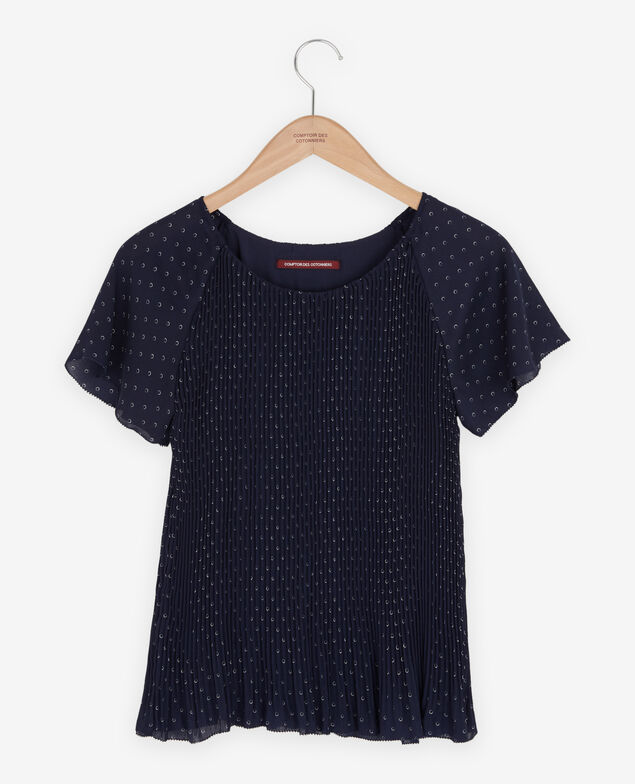 Pleated blouse Ring dots marine