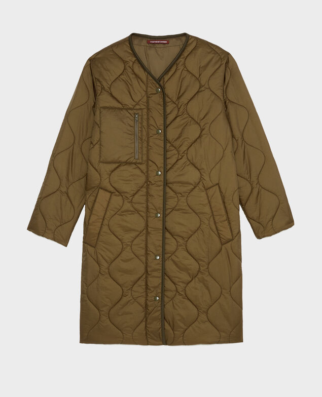 V-neck down coat  Military green