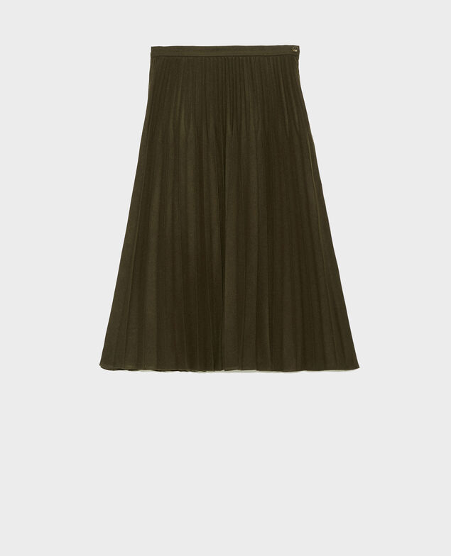 Pleated wool skirt Military green