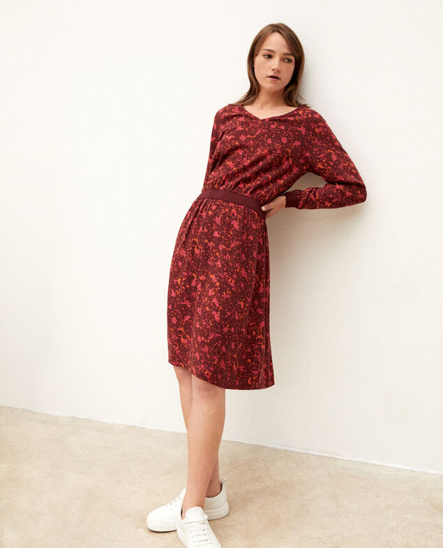 Dress with elasticated waistband Red