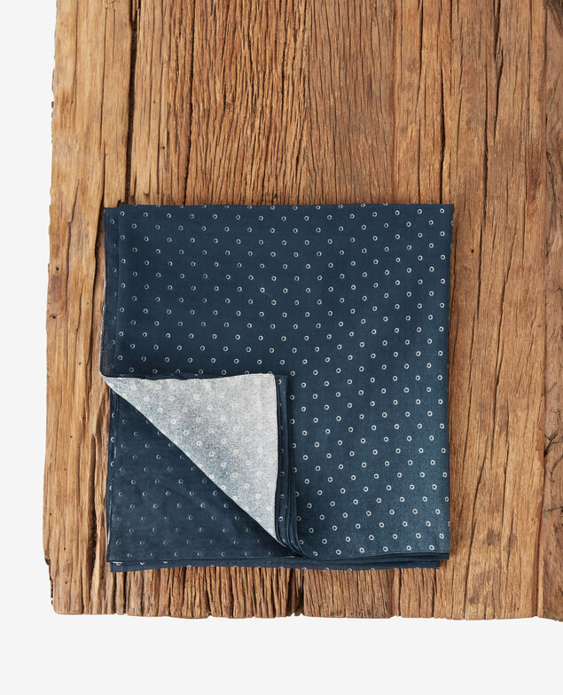 Printed scarf in cotton and silk Ring dots indigo