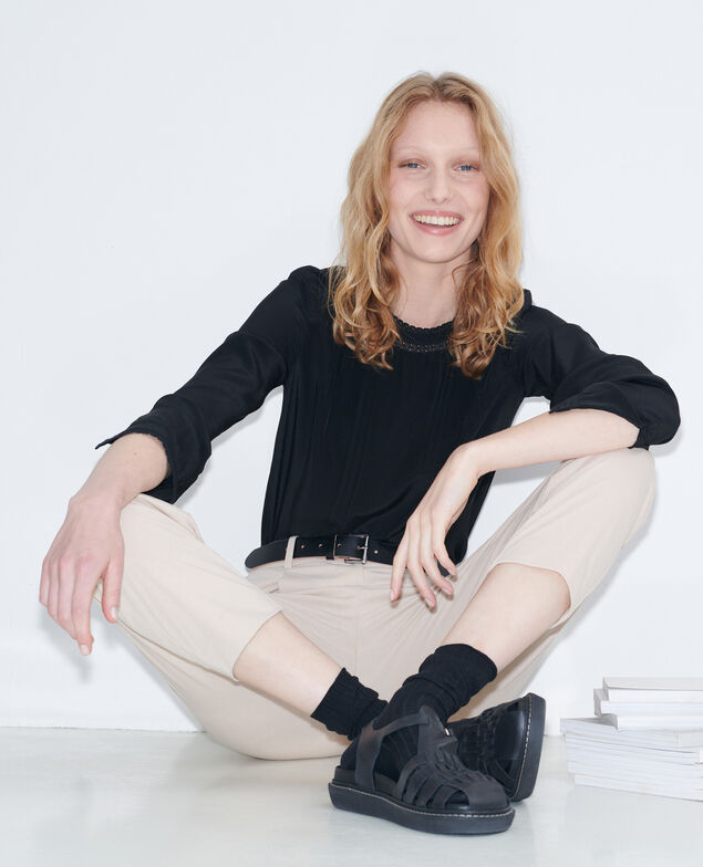 Loose silk and lace blouse Black beauty