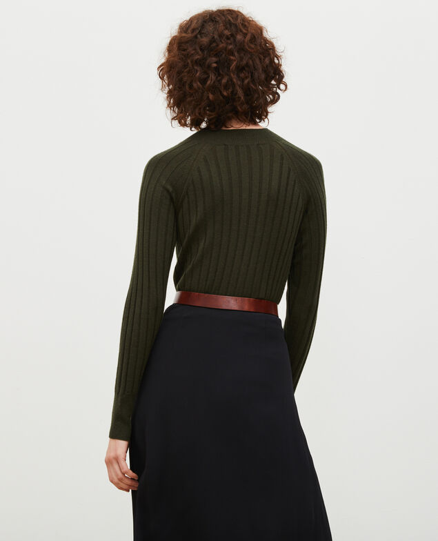  Ribbed merino wool turtleneck jumper Military green