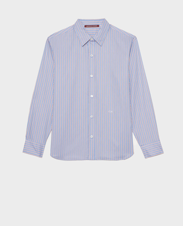 Supima cotton boyfriend shirt Stripe2 blue