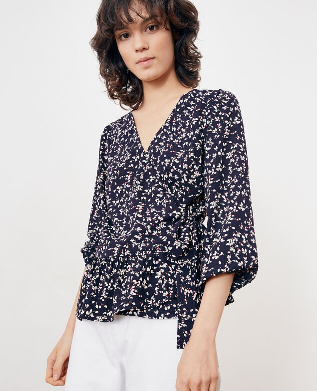 Printed wrap blouse Canopee marine
