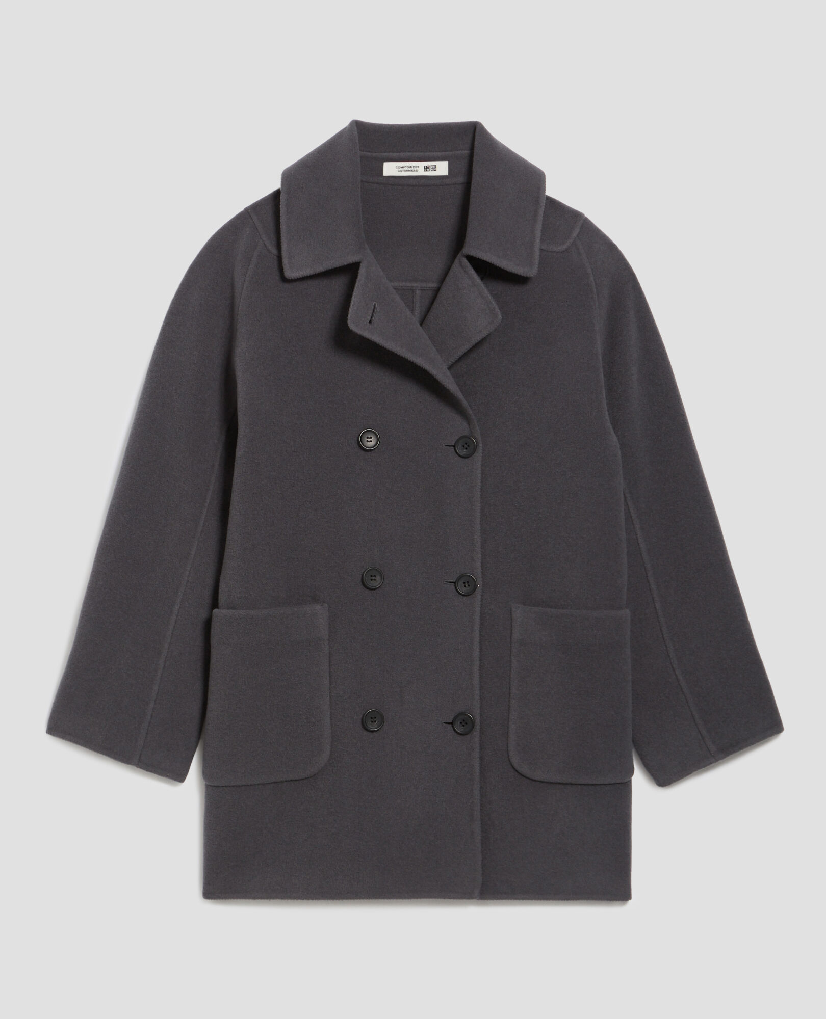 Mid-length double face coat gray - Comptoir des Cotonniers