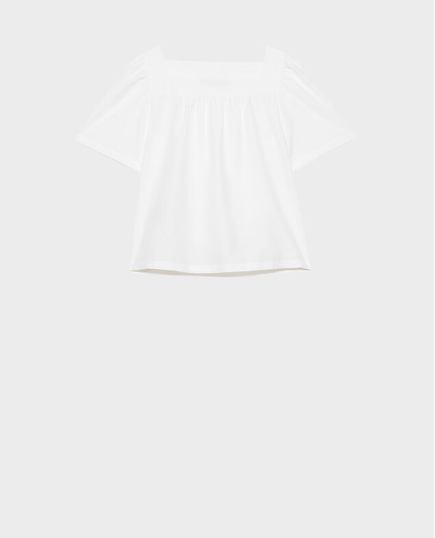 Cotton and silk top Brilliant white