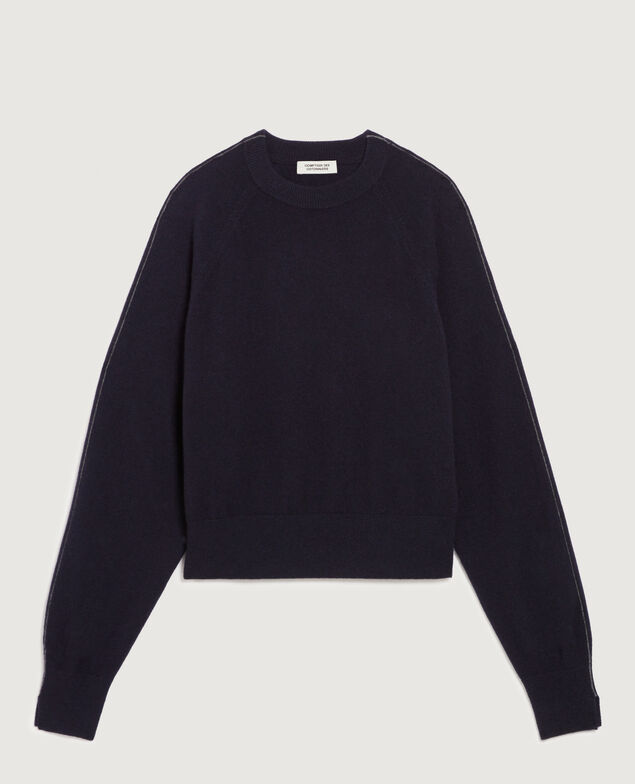 Round neck cashmere jumper K691 navy st gray