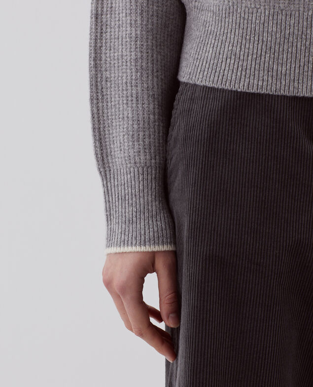 Half-zip wool jumper U020 light gray
