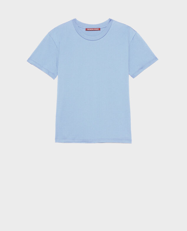 Round neck cotton t-shirt Blue heron