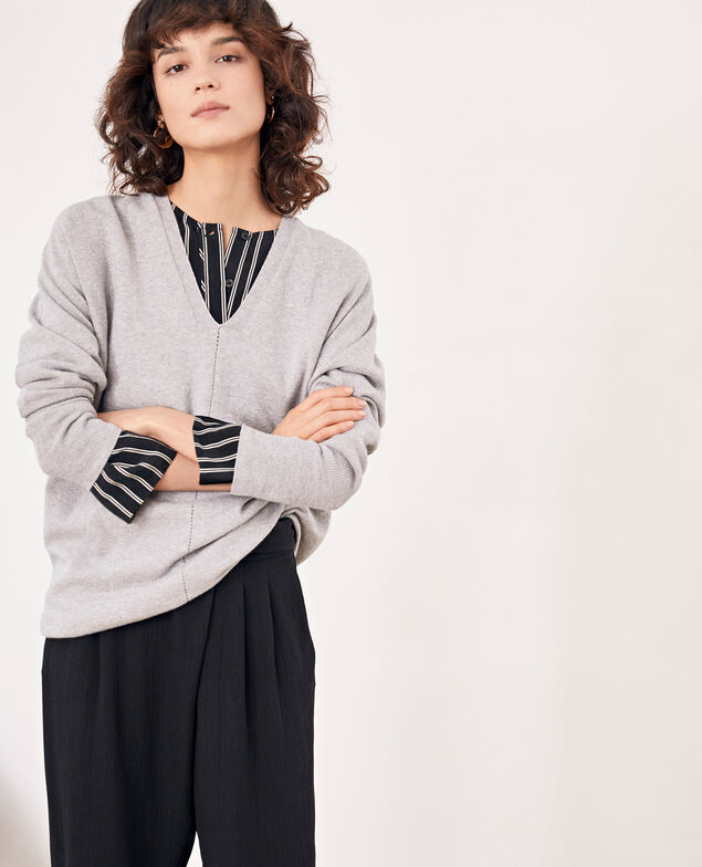 Jumper with 3/4 sleeves Light grey