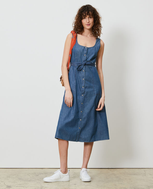 Strappy denim dress Denim blue