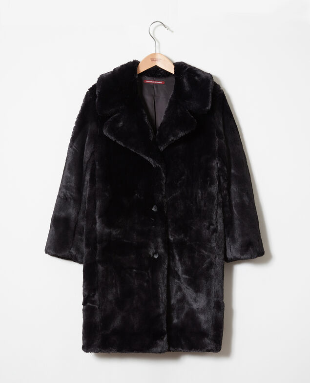 Synthetic fur coat Noir