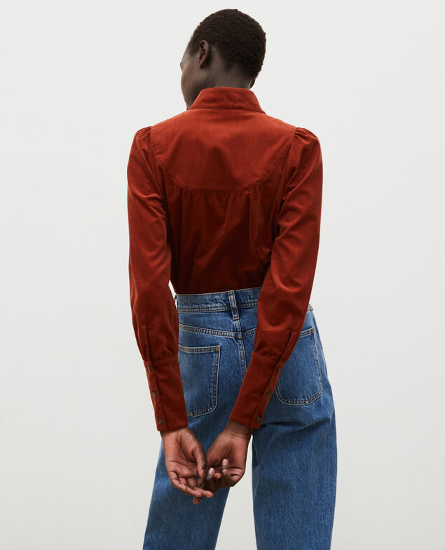 Corduroy yoke shirt Brandy brown