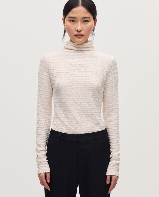 Textured high neck top K000 white
