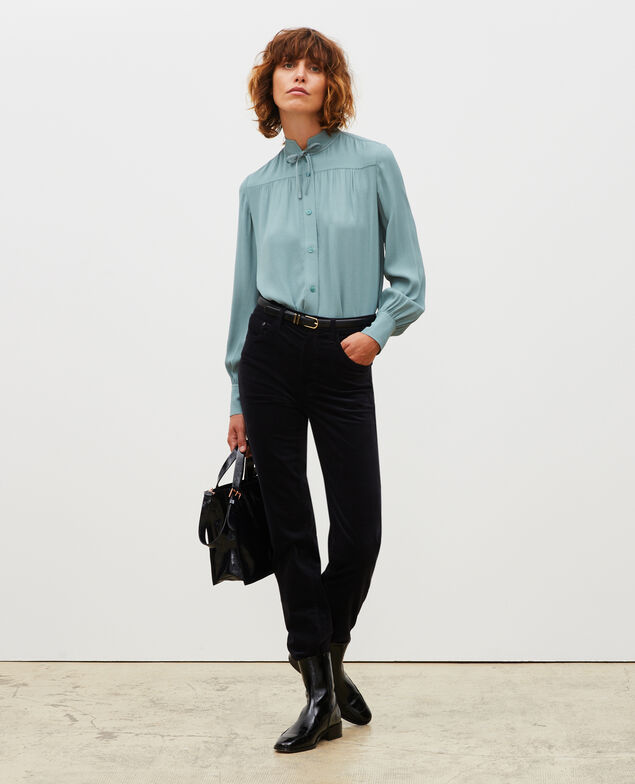 SLIM STRAIGHT - smooth velvet 5 pocket jeans Night sky