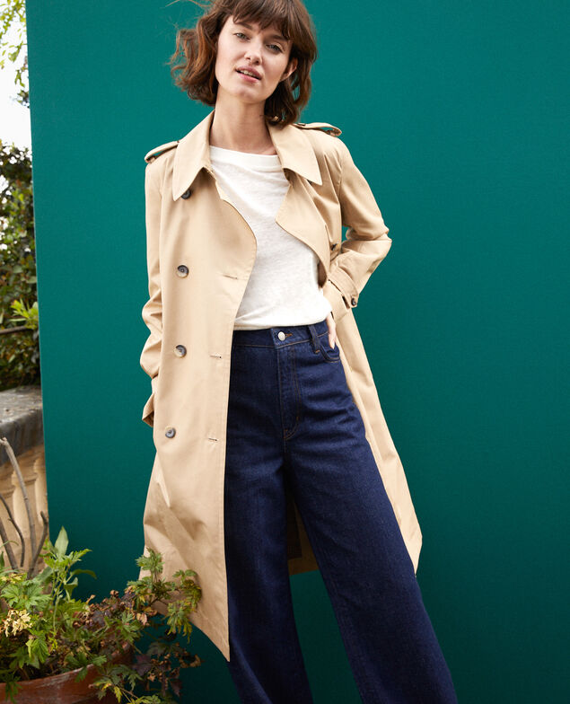 Mid-length trench coat Travertine
