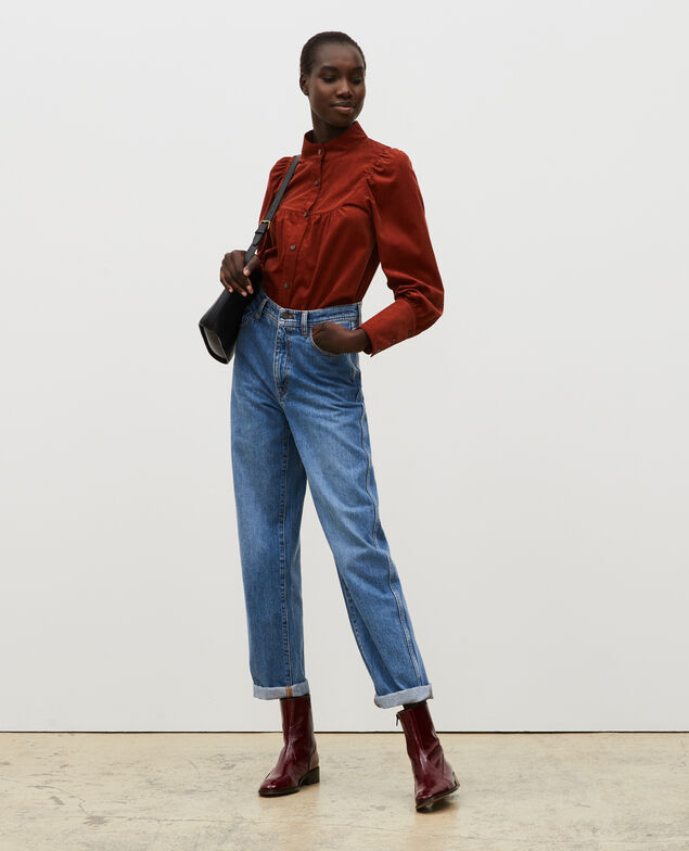 Corduroy yoke shirt Brandy brown