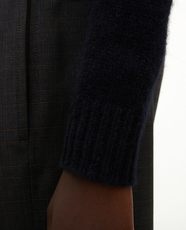 Round neck alpaca wool jacquard jumper Black brandy lighttaupe jacquard
