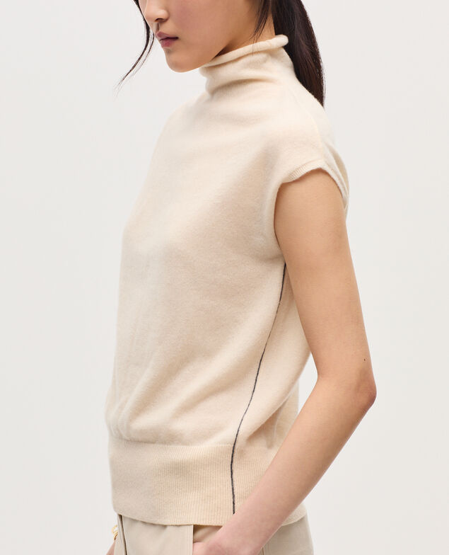 Sleeveless cashmere jumper  K011 ecru st gray