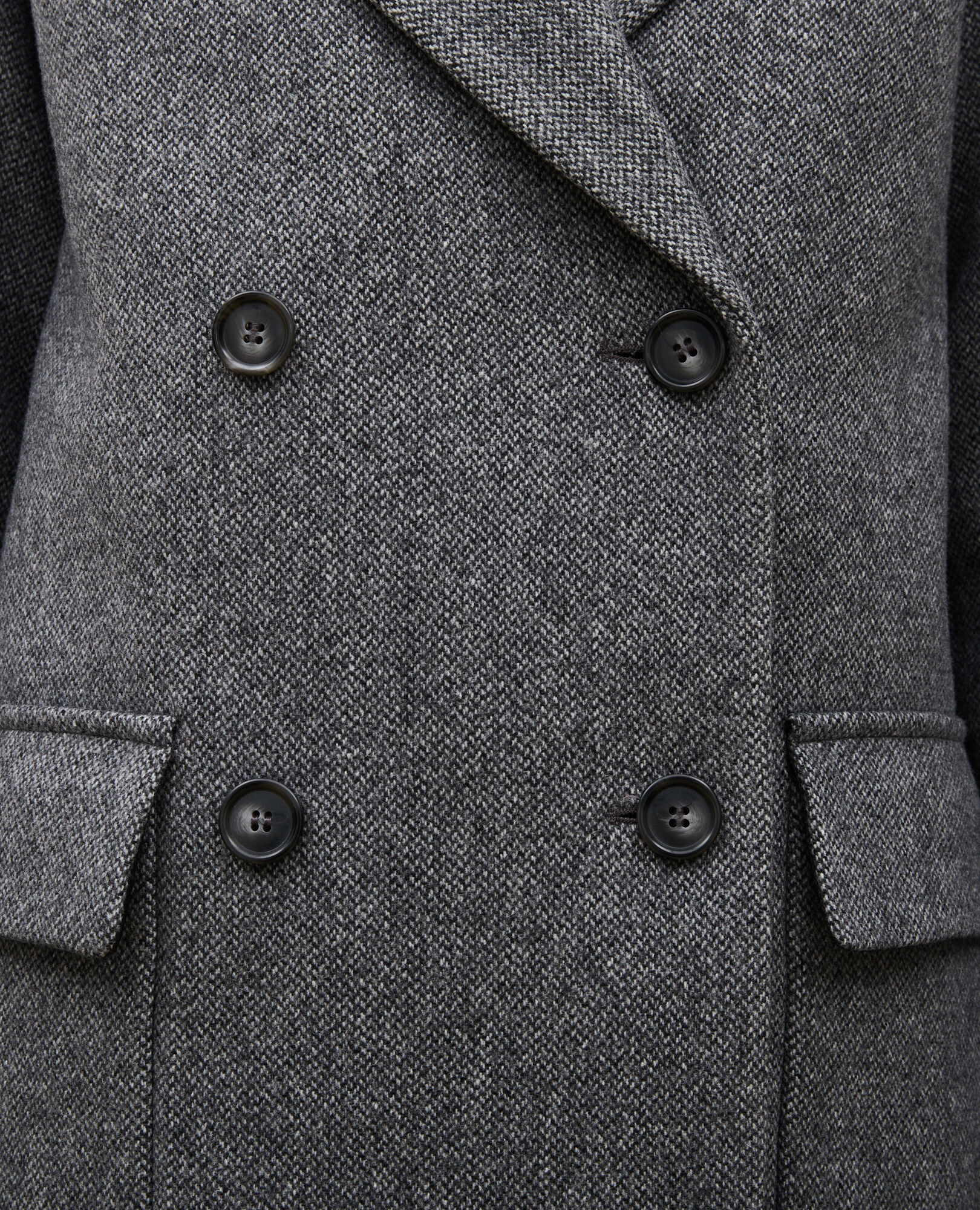 Oversize double-breasted wool overcoat medium grey melange