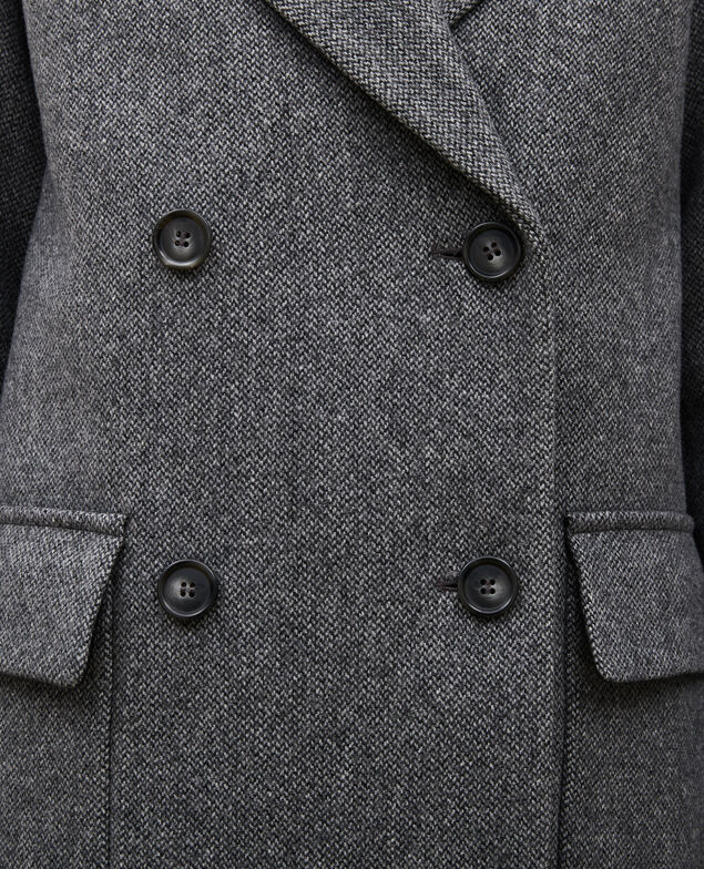 Oversize double-breasted wool overcoat Medium grey melange