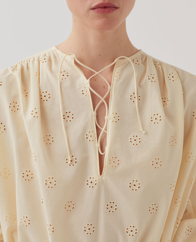Cotton broderie anglaise midi dress I307 ecru