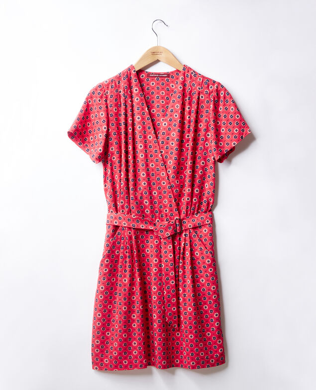 Printed dress with buckle Dandelion ultra pink