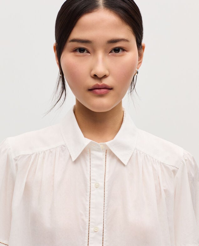 Cotton voile shirt H013 gardenia
