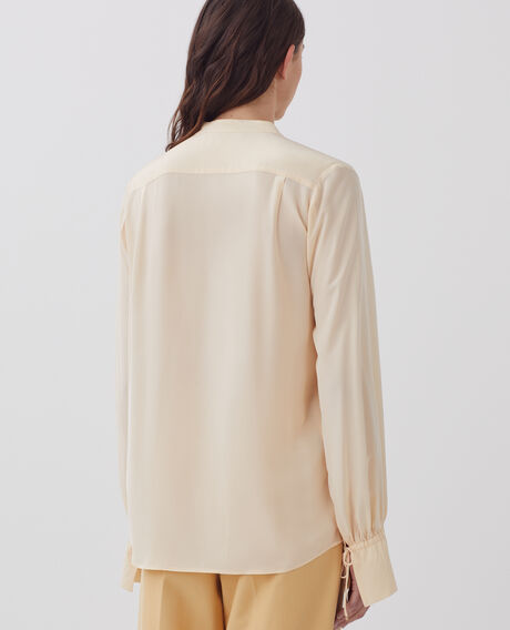 Long-sleeve silky shirt J300 natural