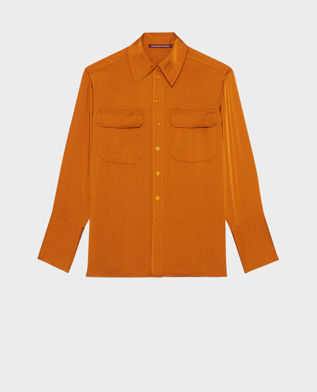 Men's oversized satin shirt 6024 sudan brwn