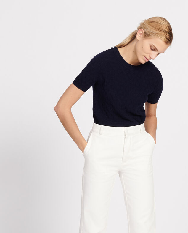 Round neck jumper, 100% Cashmere Maritime blue