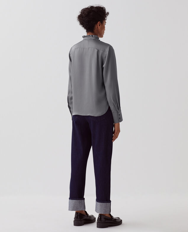Fluid ruffled shirt U060 grey