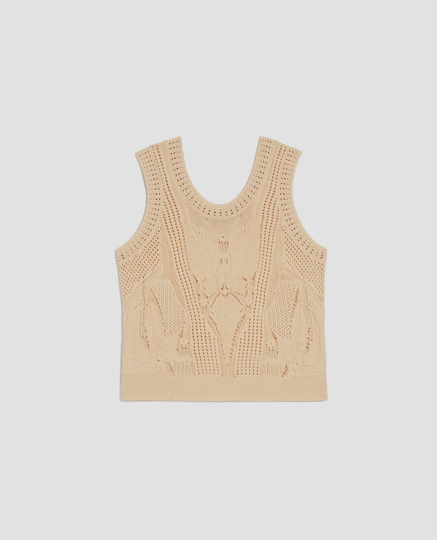 Floral crochet vest top J300 natural