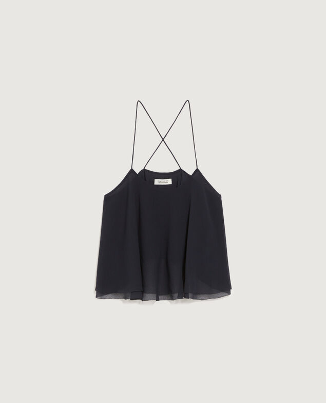 Muslin cross-back top K080 vulcan gray