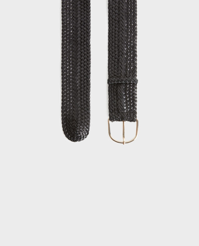 Wide braided leather belt 8853 09 black