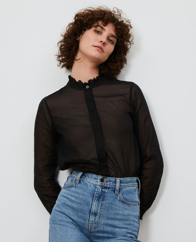 Ruffle neck shirt Black beauty