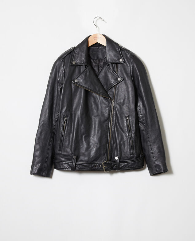Smooth leather jacket Noir