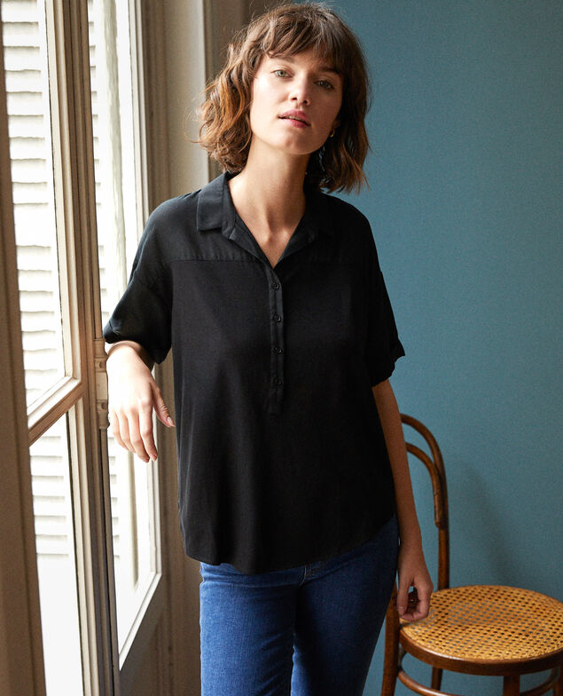 Bimaterial shirt Noir