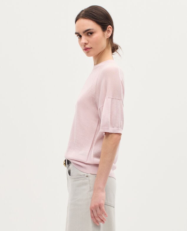 Merino wool and silk jumper K100 bloom pink