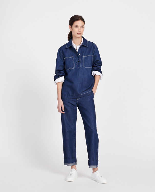 Cotton and linen tunic Indigo