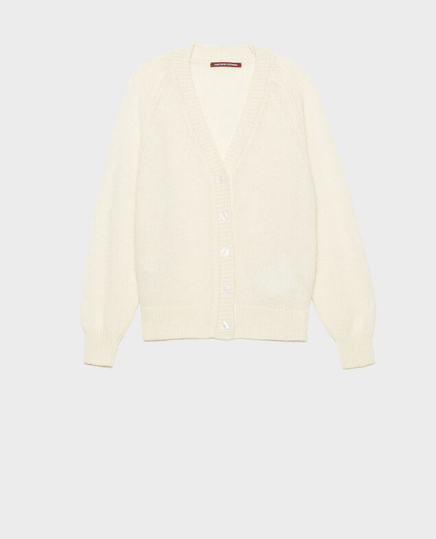 Oversize V-neck wool cardigan Jet stream