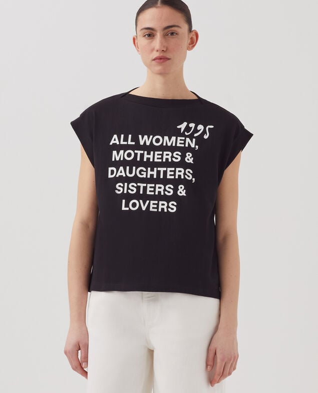 Boxy cotton t-shirt J095 black base words